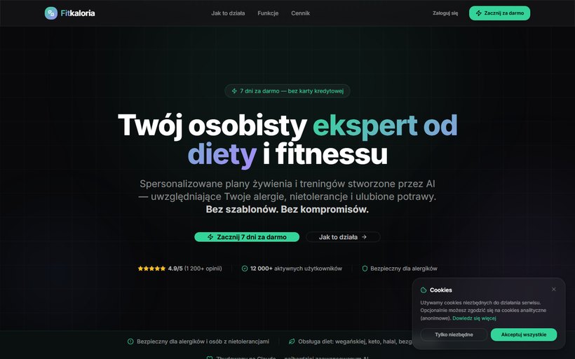 Podgląd aplikacji FitKaloria